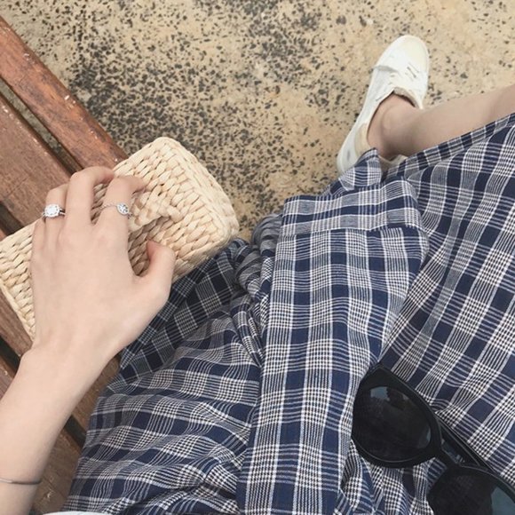 Elastic Plaid Skirt - Picture 5 of 7